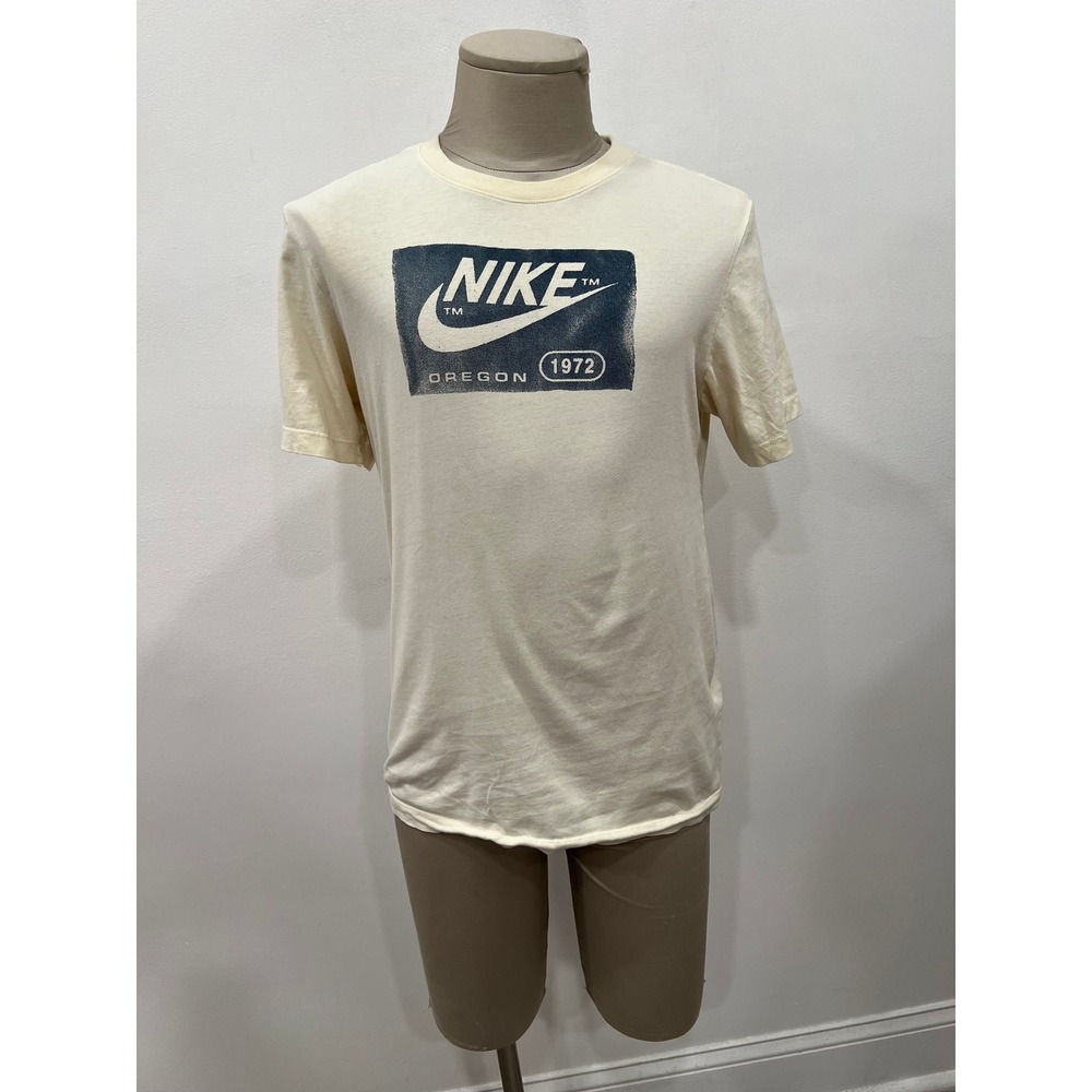 Nike T Medium Men Cream Oregon 1972 Graphic Logo T-Shirt Short Sleeve Cotton Tee
